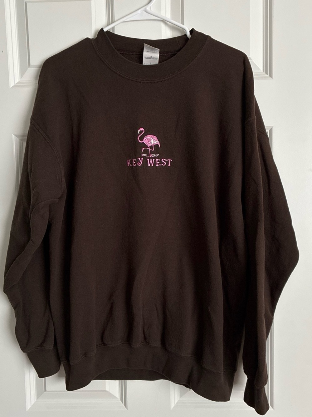 Key West Embroidered Flamingo Crewneck Sweater - Brown